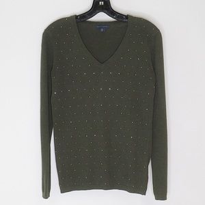 Y2K Tommy Hilfiger green studded sweater size XS